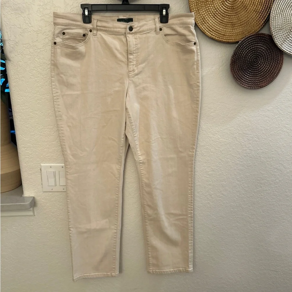 Lauren Ralph Lauren Women’s Cream Jeans Straight Leg‎ Classic Denim 18W